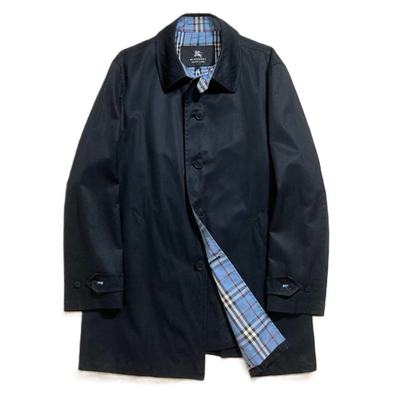 Burberry Black Label Cotton Balmacaan Coat in Dark-Navy [SizeL/VG