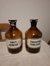 2 alte Apothekerflaschen 1 Liter Braun Glas