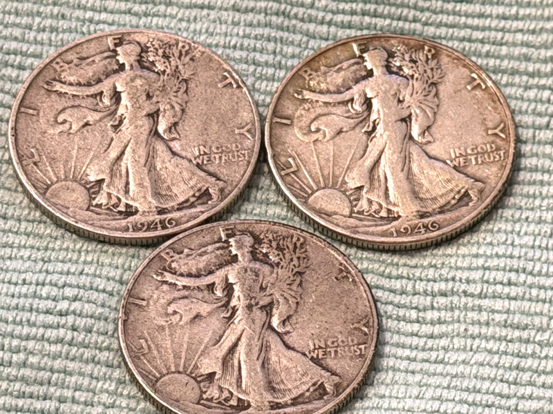 1946, 1946-S, 1946-S /  Walking Liberty Silver Half Dollars (3-COINS)