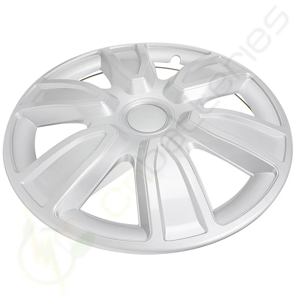 Juego de 4 Tapacubos Universal 15" Negro y Plata Cubierta de Rueda Juego de Borde de Rueda Foto 3 de 4