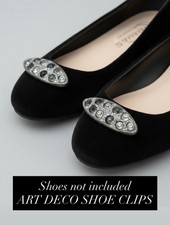 1920s Pair Shoe Buckles Rhinestone Pot Metal Oval Shape