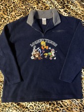 Warner Bros Looney Tunes Embroidered Pull Over Sweatshirt Size XL