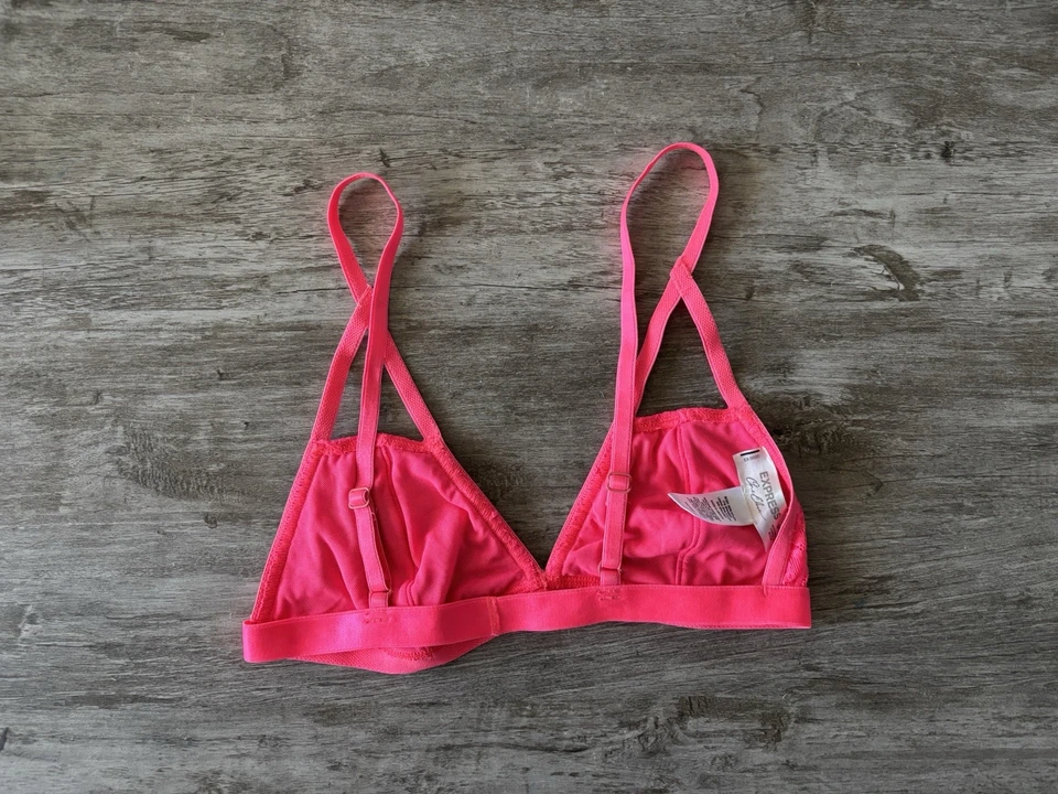 Bralette de encaje Express rosa neón tiras de nailon elástico para mujer pequeño nuevo sin etiquetas Foto 2 de 4