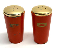 Vintage MCM Atomic Era Wooden Salt And Pepper Shaker Set Grt