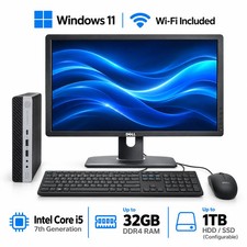 Monitor Bundle HP EliteDesk 800 G3 Mini i5 Win 11 16GB 1TB SSD Wi-Fi