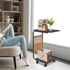 Floorstanding 2-Tier C-shaped Side Table For Sofa And Bed, C-shaped Coffee Table