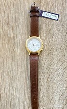 Casio MGB-100 Quarz Chronograph 24h Analog Edelstahl Gold Leder braun weiß