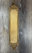 Vintage Decorative Brass Door Push Plate Baroque/Rococo Style 15” X 3”