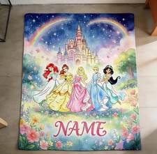 Personalized Princess Fleece Blanket,Custom Name Castle Blanket Girl Magical