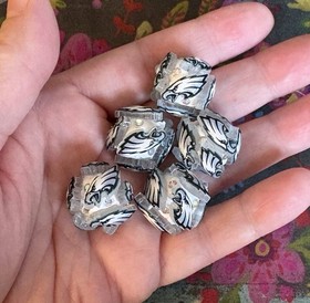 5 Pce PHILADELPHIA Football Team Chunky Acrylic Bubblegum Beads Rhinestones