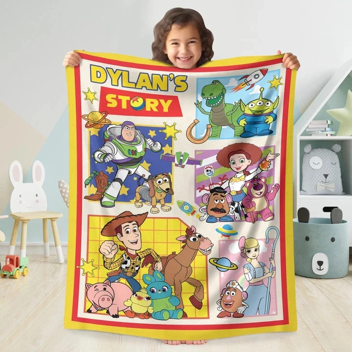 Custom Toy Story Fleece Blanket For Personalized Name, Perfect Birthday Gift