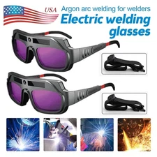 2pc Auto Darkening Welding Goggles Welder Glasses Helmet Mask Sprayproof w/Strap