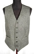VINTAGE ITALY 1950-60s GRAY HERRINGBONE 2 POCKETS VEST Waistcoat