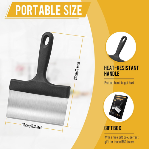 Heavy Duty Grill Scraper Stainless Steel Griddle Scraper with 5 Inches Handle,St - Picture 4 of 12