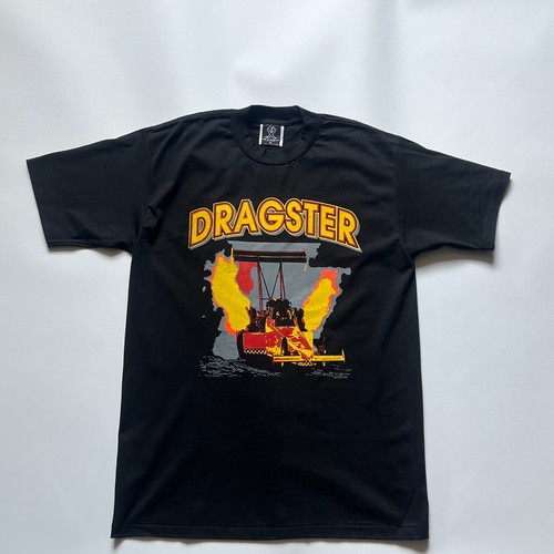 Vintage Blackbird Dragster Print T-Shirt Size L Black Single Stitch