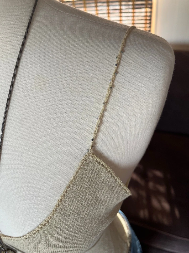 Camiseta sin mangas vintage Y2K Max Studio ajustada, sexy, hadas, cottagecore, cuentas, talla XS/S Foto 3 de 4