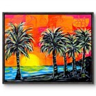 Original 14x11 Vibrant Seascape Acrylic Painting Signed Expressionist Canvas Art — photo 1