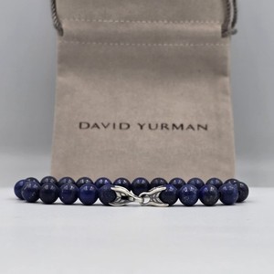 David Yurman Sterling Silver 8mm Lapis Lazuli Spiritual Bead Claw Bracelet 8.5'