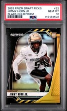 2025 PANINI PRIZM DRAFT PICKS BLACK GOLD PRIZM #22 JIMMY HORN JR. RC 2/5 PSA 10