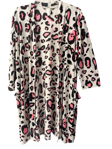 Now N Forever Duster Women 3X Cardigan Open Front Animal Print Stretch Knit VNTG
