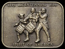 JE29127 VINTAGE 1976 BICENTENNIAL - SPIRIT OF AMERICA MUSICIANS BELT BUCKLE