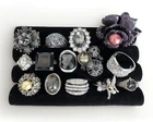 Vintage To Now Lot of 14 Silver Tone/925 Mixed Materials & Styles Fashion Rings