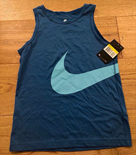 Nike The Nike Tee Dri-FIT Blue Sleeveless Tank, Crew Neck, Athletic Fit S