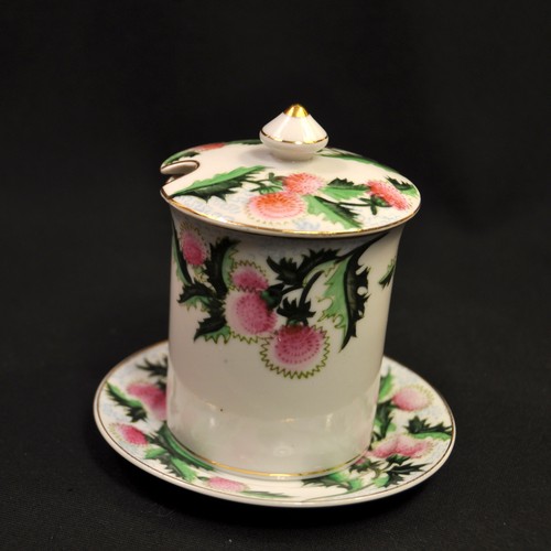 Rossetti Jam Jar w/Underplate Occupied Japan Hand Painted Thistles 1946-1952 HTF - Picture 6 of 12