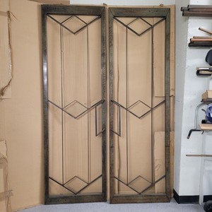 Mid-Century Art Deco Style Wrought‑Iron Double Doors - 93" Tall - Heavy Steel