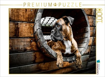 CALVENDO Puzzle Holz, Stahl und Boxerblick | 1000 Teile Lege-Größe 64x48cm Foto-