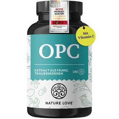 NATURE LOVE  OPC Traubenkernextrakt - 180 Kapseln - mit 800mg Extrakt / Tag