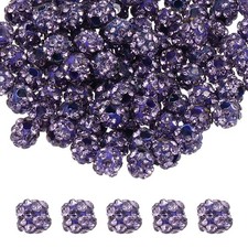 100 Pcs 4mm Lotus Purple Rhinestone Polymer Fancy Beads for DIY Jewelry Making