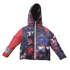 Dimi Rogue Sonic the Hedgehog Puffer Jacket Boys Size 6/7 Red Full Zip Coat