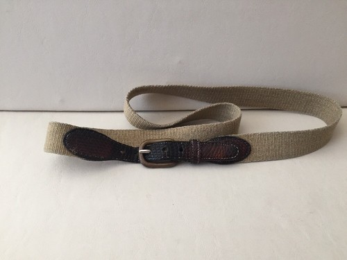 Men's Brass Buckle Leather Torino 36-38 Belt Beige Tan