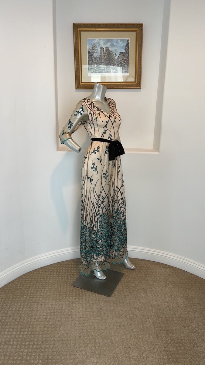 floral embroidered lace maxi dress reviews Valmy Embroidered Tulle Maxi Dress IVORY / 2