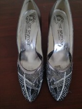 Stuart Weitzman for Mr. Seymour metallic silver bronze 10 B pumps heels leather