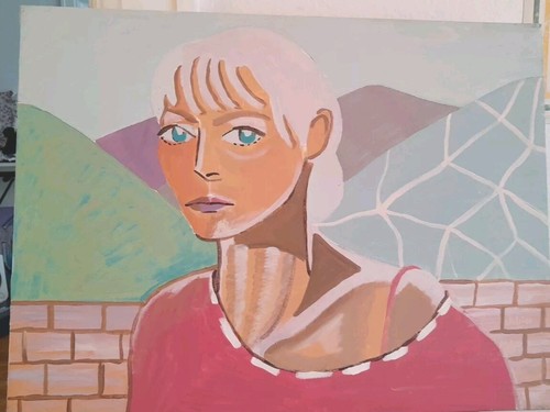 Original Gemälde Acryl Leinwand 18x24 Frau Berglandschaft Julien Aklei - Bild 4 von 9