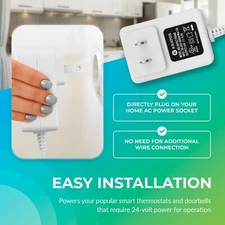 Kratos Power 24 Volt Transformer C-Wire Adapter (White)