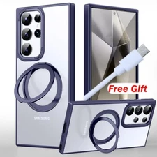 ForSamsungS23S23PlusS24S23Ultra 360° magnetic fulcrum phone case with free cable