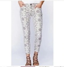 Free People Patterned Skinny Ankle Stretch Low Rise Jeans Size 25
