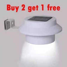 Solar Powered 3 LED Gutter Light Outdoor/Garden/Yard/Wall/Fence/Pathway Lamp