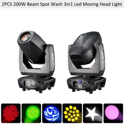 BECEN 2pcs 200W Led Moving Head Light Rainbow Effect 4prism Stage Event DJ Light