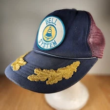 VTG Bell System Hat Cap Snap Back Blue Maroon Trucker Mesh Scrambled Eggs