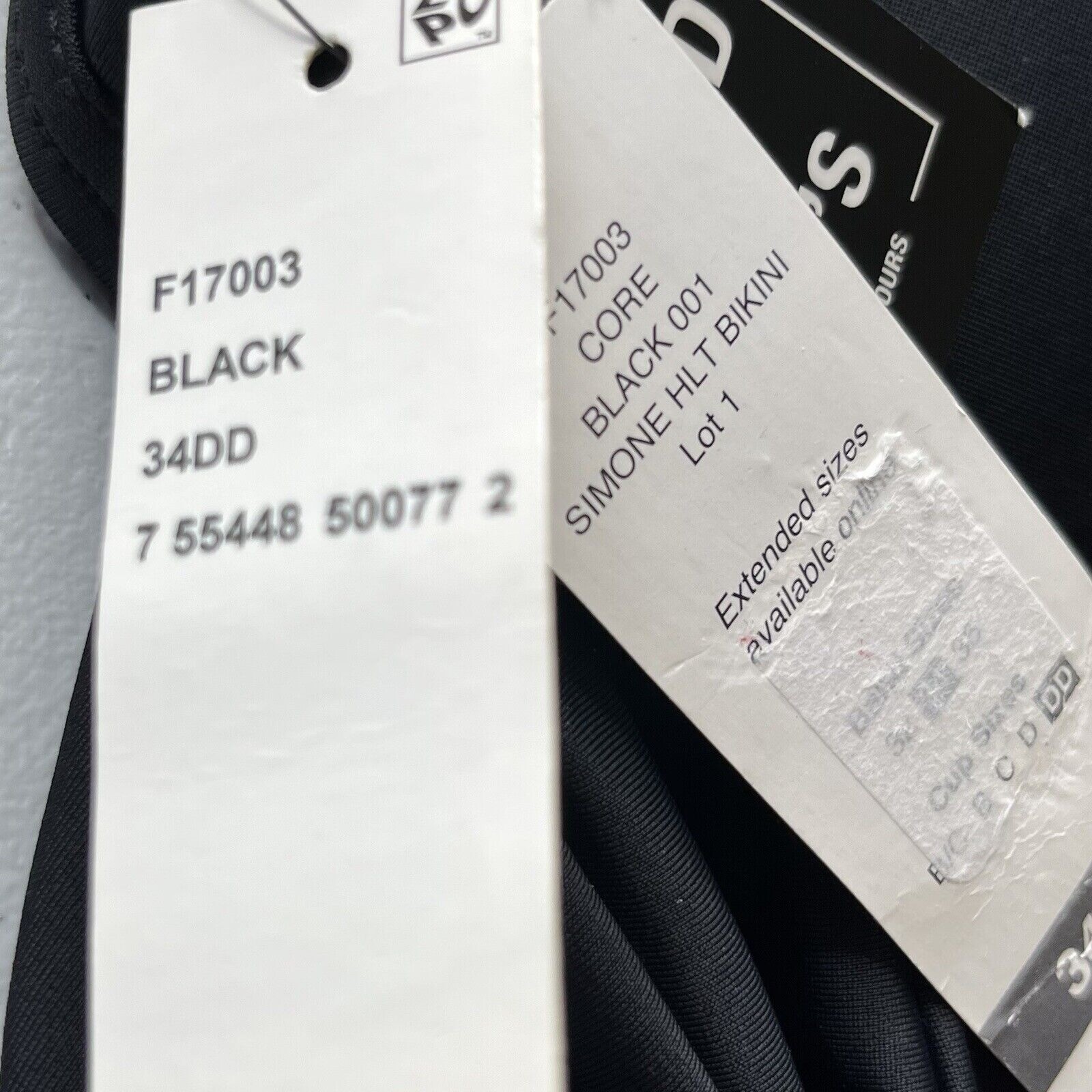 SunDazed Simone HLT Bikini Swim Suit Top Womens 34DD Black Padded New