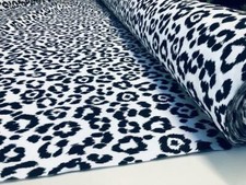 WHITE Leopard DIGI Animal Print Fabric Panther Cotton Curtain Material -55" wide