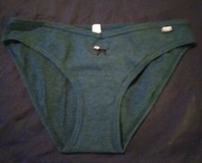 VICTORIA'S SECRET PINK BIKINI PANTIES GREEN W SANTA PINK DOG FOR CHRITMAS NWOT M