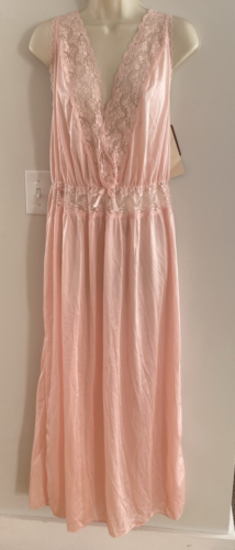 Vtg Pink Perfectform Nylon GOWN Long Slip Nightgown Lingerie Dress XL 38/40 Bust