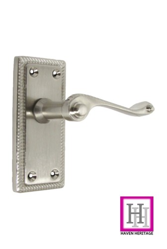 Door Handles Lever Latch Georgian Roped Edge Satin + Latch & Hinges 1 - 10 sets - Picture 2 of 54