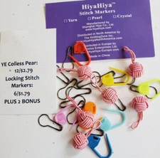HiyaHiya Yarn Ball Stitch Marker Bundle w/ Locking Stitch Markers & Coiless Pear
