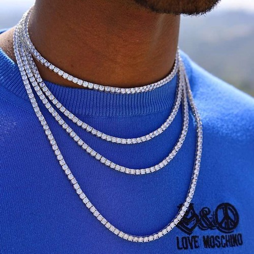 5mm Diamond Single Row Tennis Chain In White Gold Finish - Picture 2 of 4